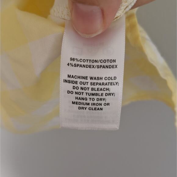 Women's Lafayette 148 Yellow Gingham Tank Button Up Small Cotton Spandex - Picture 3 of 9
